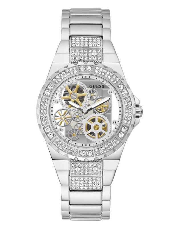 Guess Silver-Tone Exposed Dial Analog Klocka Dam Olika Färger | 816493-TGA