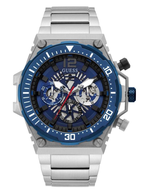 Guess Silver-Tone Exposed Dial Multifunction Klocka Herr Olika Färger | 906517-OJK