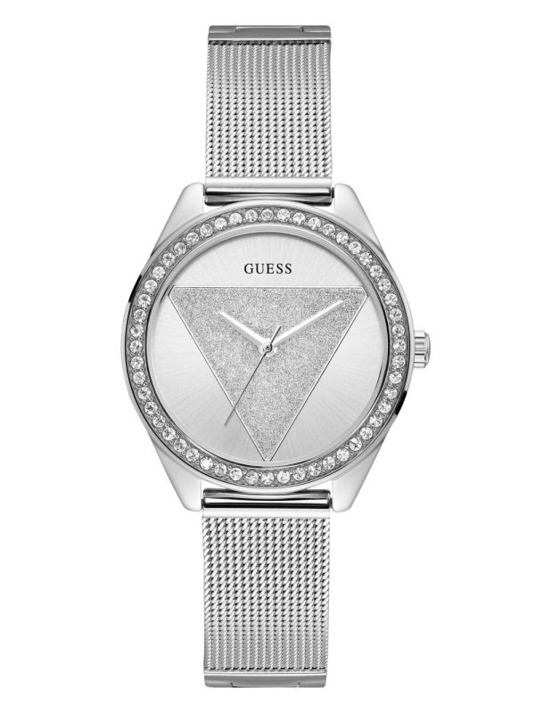 Guess Silver-Tone Logo Analog Klocka Dam Silver | 315678-WPI