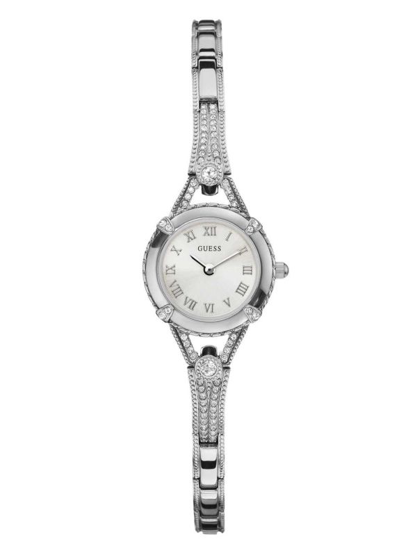 Guess Silver-Tone Petite Crystal Klocka Dam Silver | 239406-GUA