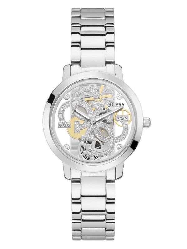 Guess Silver-Tone Quattro G Clear Analog Klocka Dam Olika Färger | 248503-RSF