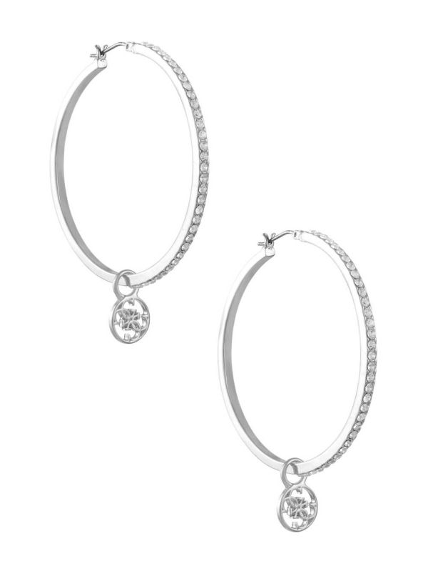 Guess Silver-Tone Quattro G Hoop Örhängen Dam Silver | 197482-QNE