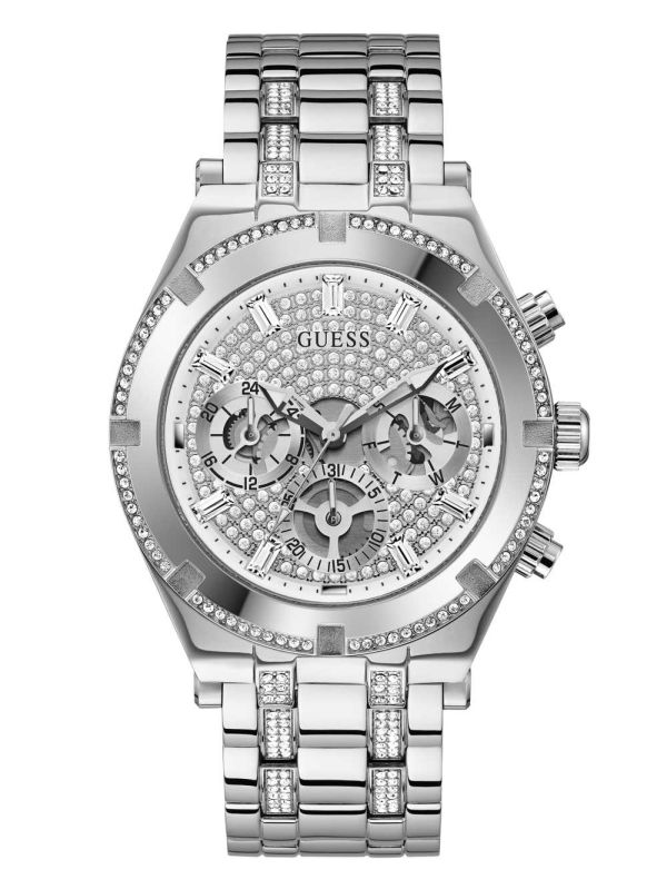 Guess Silver-Tone Rhinestone Multifunction Klocka Herr Olika Färger | 091257-PHX