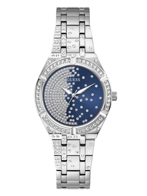 Guess Silver-Tone and Blue Analog Klocka Dam Olika Färger | 542967-ZHY