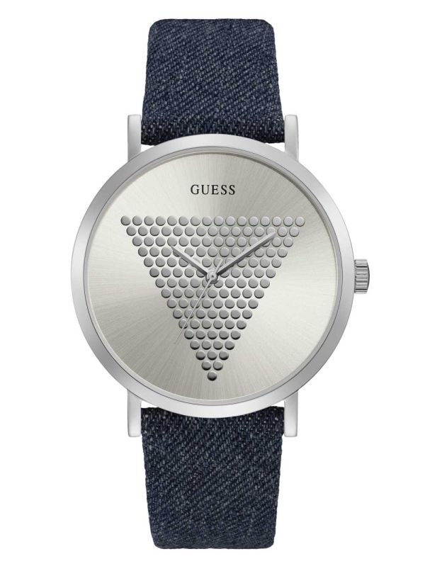 Guess Silver-Tone and Denim Analog Klocka Herr Olika Färger | 027694-RFC