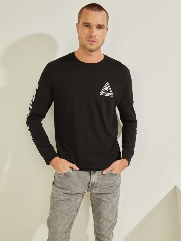 Guess Ski Logo T-shirt Herr Svarta | 247509-YMG