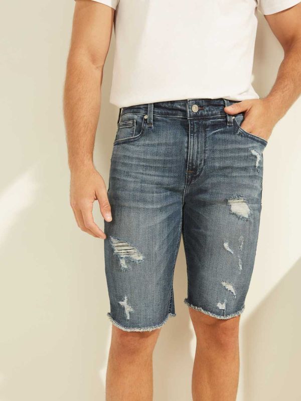 Guess Slim Denim Shorts Herr Blå | 469810-YCK