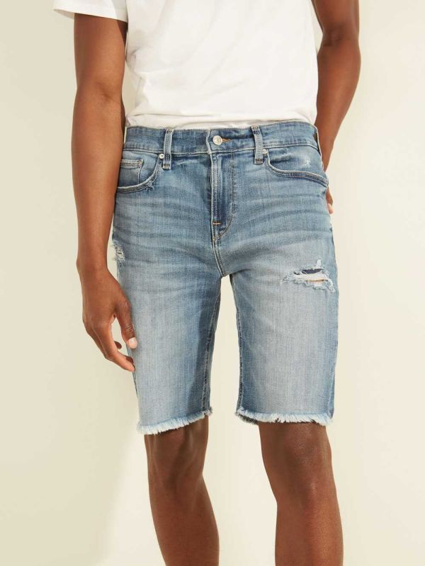 Guess Slim Denim Shorts Herr Ljusblå | 435926-HVM