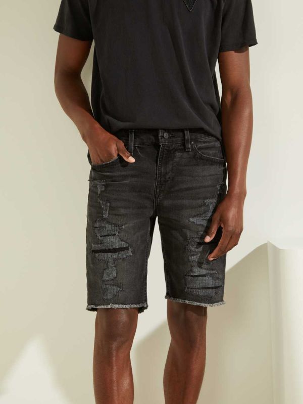 Guess Slim Denim Shorts Herr Mörkgrå Svarta | 157986-LAS