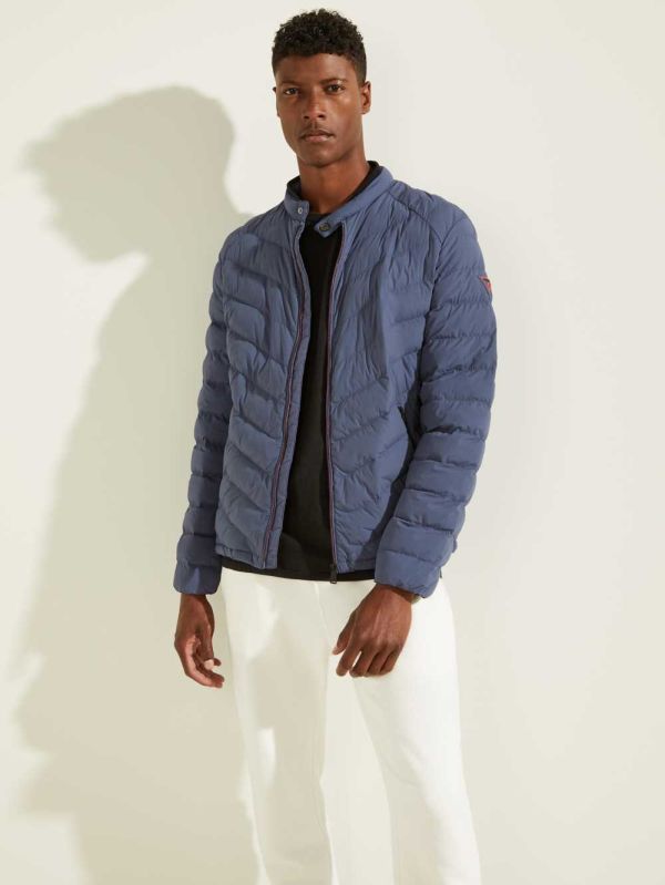 Guess Slim Fit Puffer Jacka Herr Blå | 836591-FPE