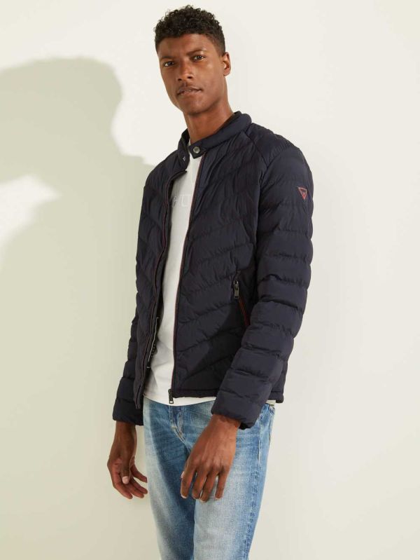Guess Slim Fit Puffer Jacka Herr Mörkblå | 142089-MVH