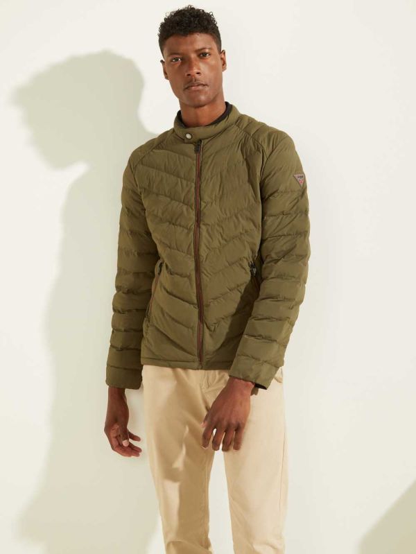 Guess Slim Fit Puffer Jacka Herr Olivgröna | 895043-HDT