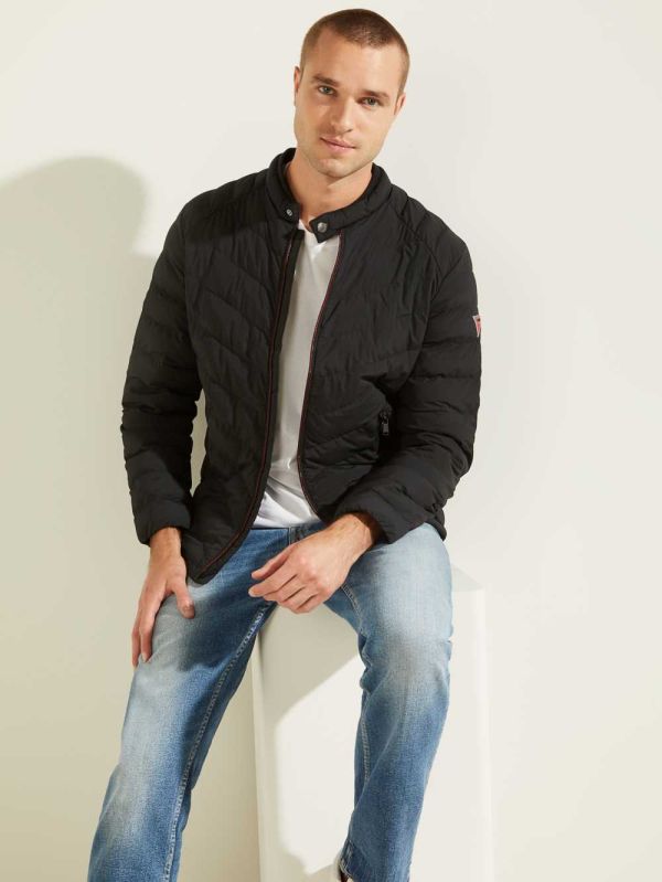 Guess Slim Fit Puffer Jacka Herr Svarta | 968543-HTU