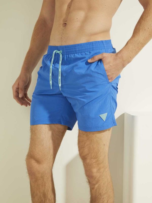 Guess Solid Swim Trunks Badkläder Herr Blå | 346829-HZQ