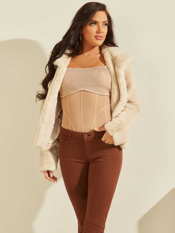 Guess Sophy Faux-Fur Jacka Dam Beige | 605312-SHU
