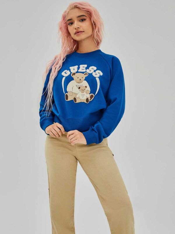 Guess Spence Sweatshirt Dam Blå | 974065-TYP