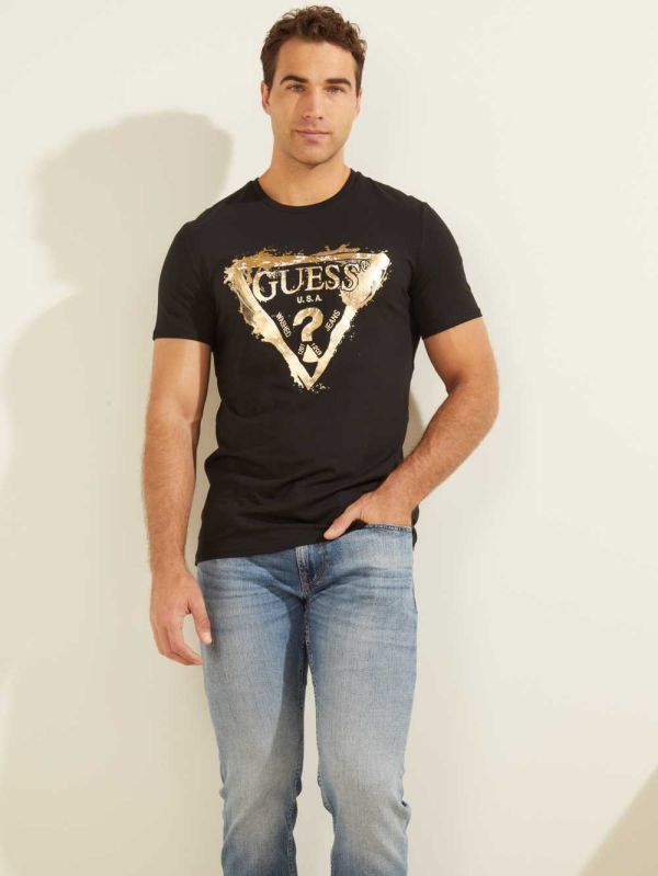 Guess Splash T-shirt Herr Svarta | 071684-JSD