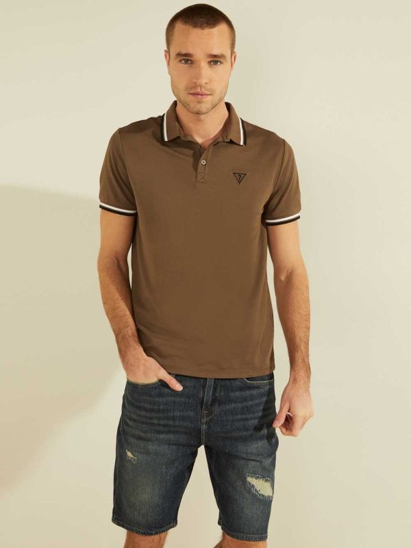 Guess Sports Pique Logo Piketröja Herr Bruna | 957814-XEP