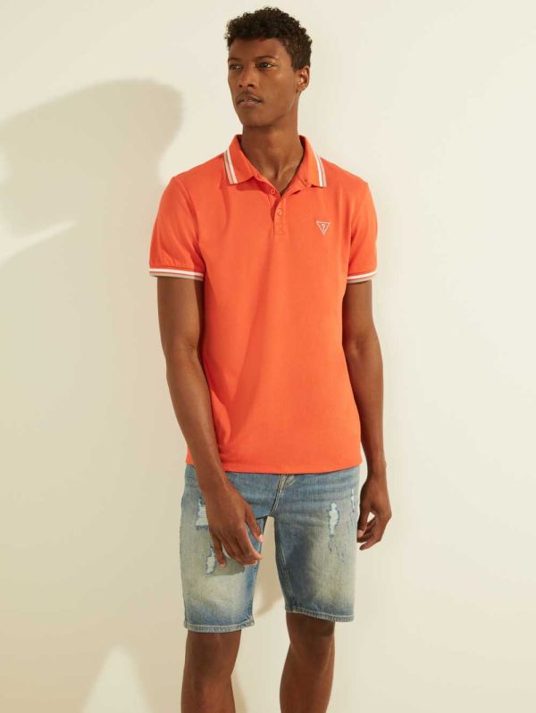 Guess Sports Pique Logo Piketröja Herr Orange | 261938-VJN