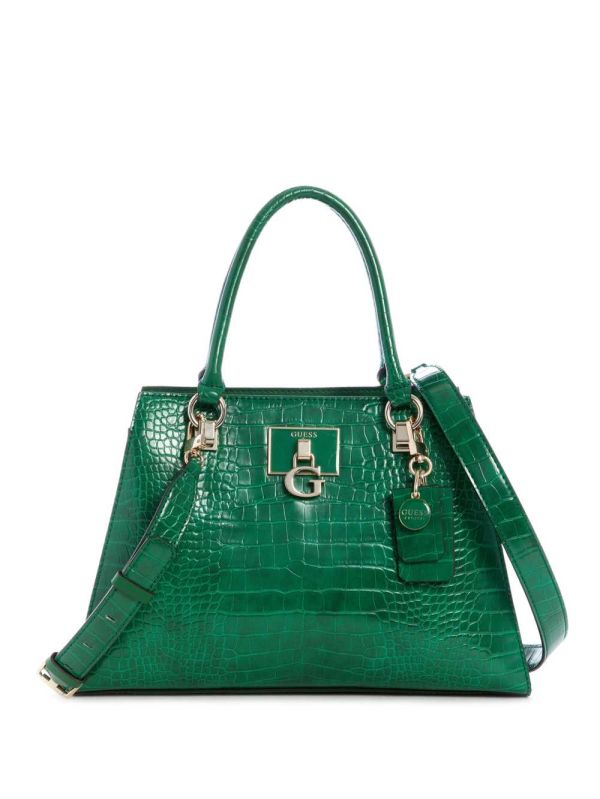 Guess Stephi Croc Girlfriend Satchel Väska Dam Gröna | 490671-QAB