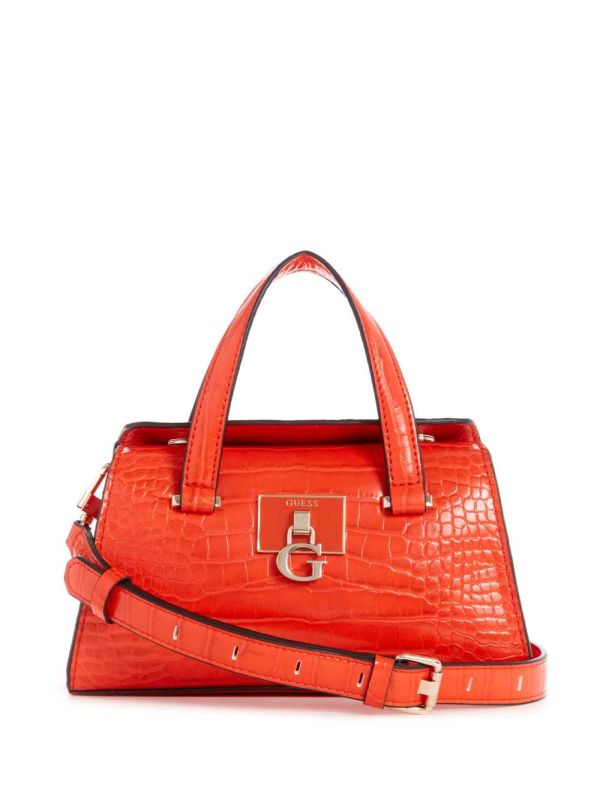 Guess Stephi Croc Mini Satchel Väska Dam Bruna | 375419-TDI