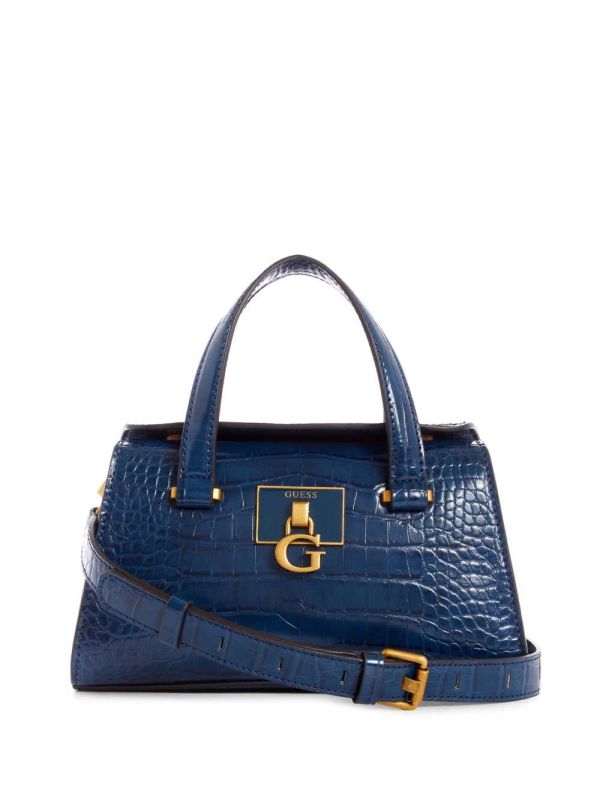 Guess Stephi Croc Mini Satchel Väska Dam Blå | 476852-AQJ