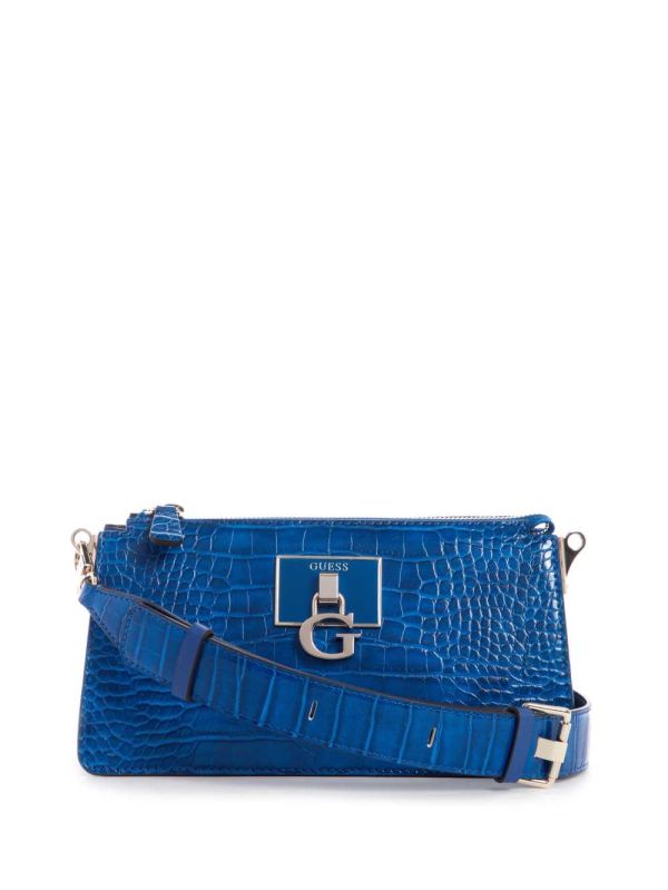 Guess Stephi Mini Zip Crossbody Väska Dam Blå | 231098-UGW