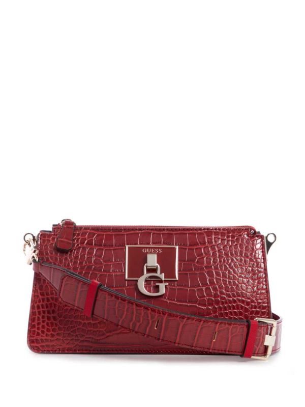 Guess Stephi Mini Zip Crossbody Väska Dam Röda | 253481-JBU
