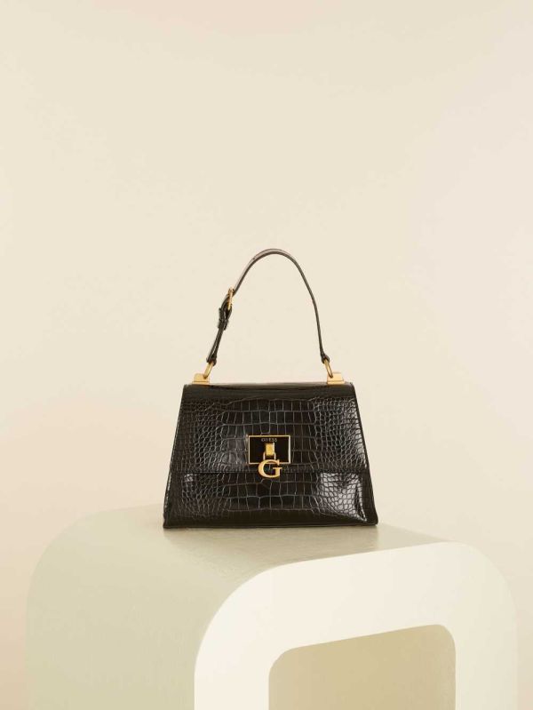 Guess Stephi Top-Handle Flap Crossbody Väska Dam Svarta | 287059-NDO