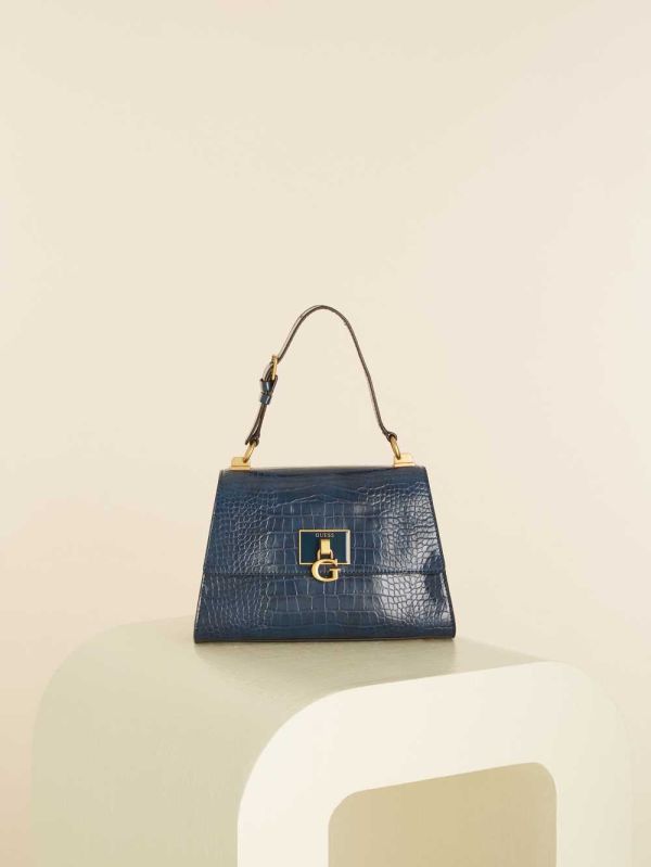 Guess Stephi Top-Handle Flap Crossbody Väska Dam Blå | 680594-IXH