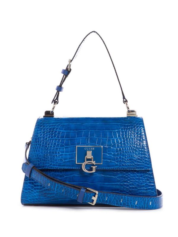 Guess Stephi Top-Handle Flap Crossbody Väska Dam Blå | 782591-VCX