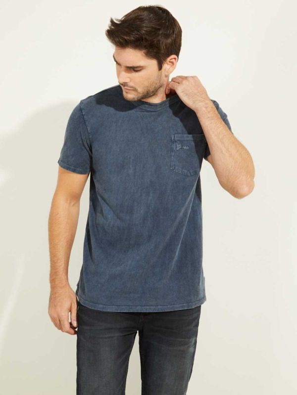 Guess Sueded Jersey T-shirt Herr Blå Olika Färger | 402917-QVJ