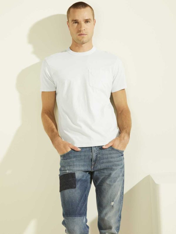 Guess Sueded Jersey T-shirt Herr Blå Olika Färger | 862150-ZSD