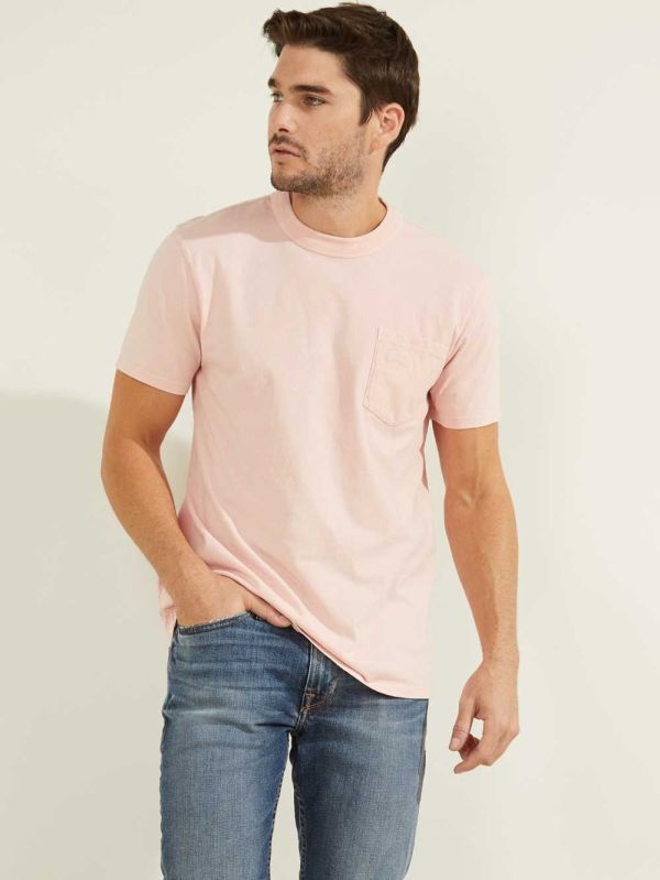 Guess Sueded Jersey T-shirt Herr Ljusrosa Olika Färger | 286514-BJL