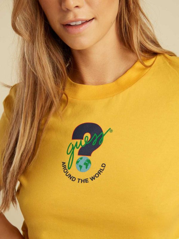 Guess Summer Games Crop T-shirt Dam Gula | 857190-HSC