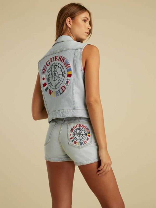 Guess Summer Games Denim Väst Dam Ljustvätt | 927140-HKZ