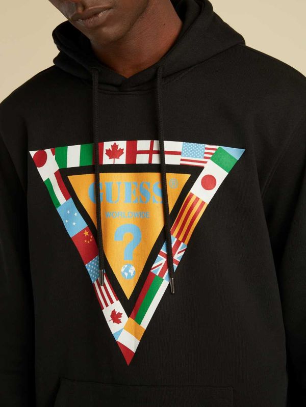 Guess Summer Games Logo Hoodie Herr Svarta | 392175-VBC