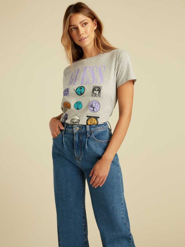 Guess Summer Games Logo T-shirt Dam Ljusgrå | 734690-FSD