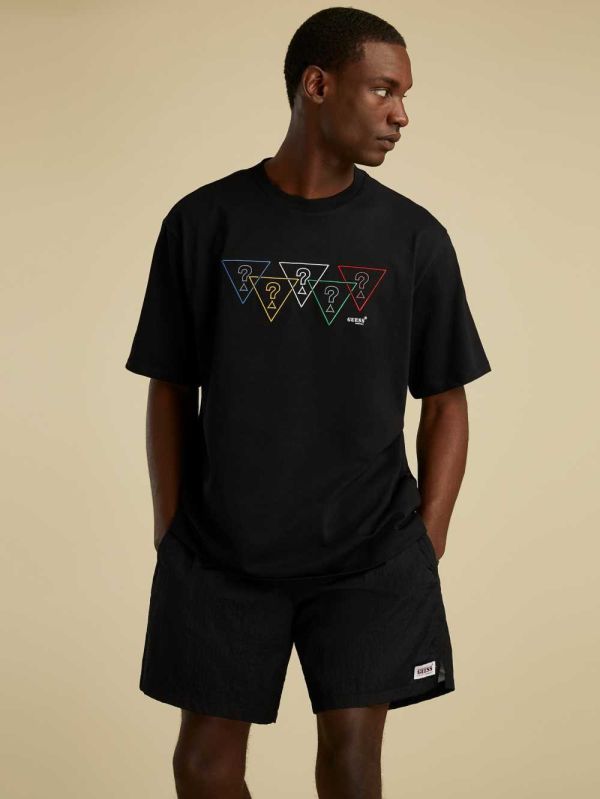 Guess Summer Games Logo T-shirt Herr Svarta | 814763-EMJ