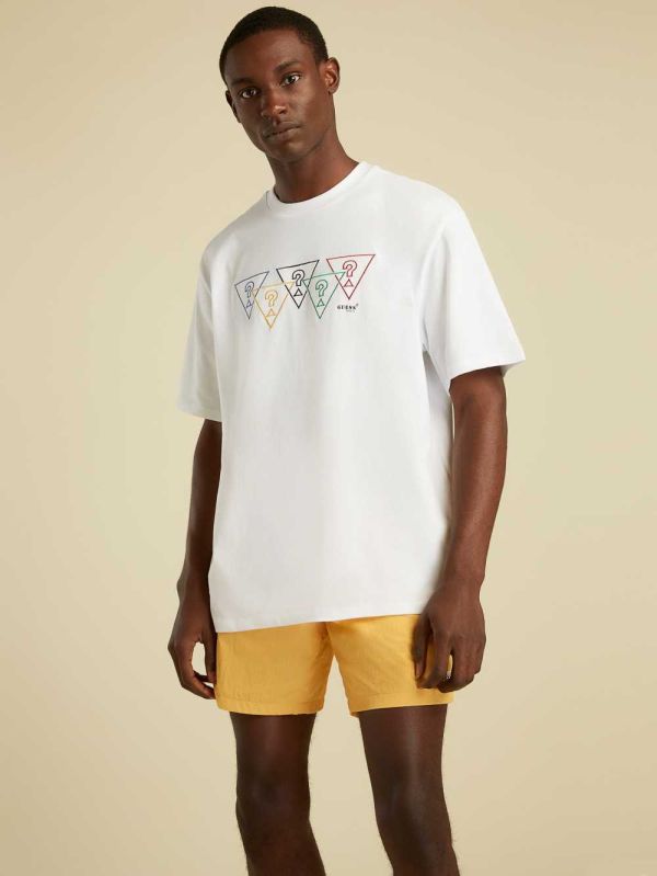 Guess Summer Games Logo T-shirt Herr Vita | 302495-QYK