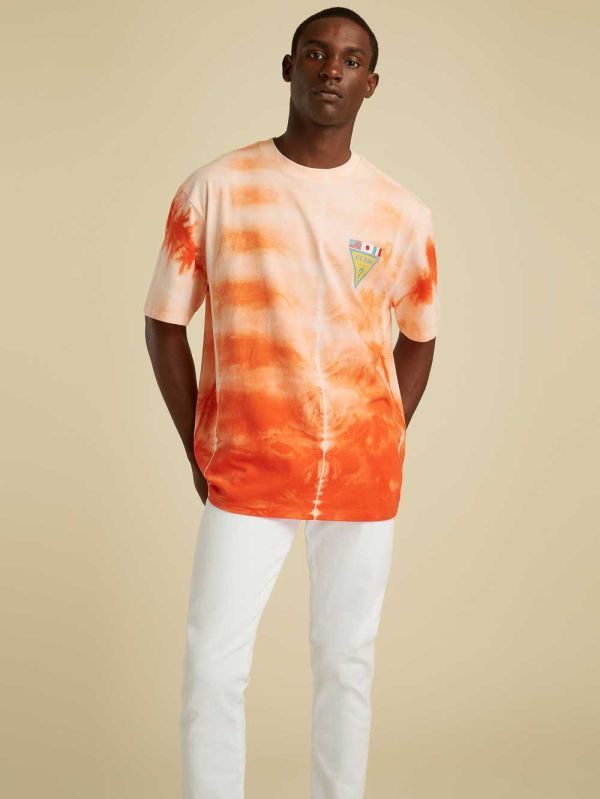 Guess Summer Games Tie-Dye T-shirt Herr Röda Olika Färger | 536071-EHC