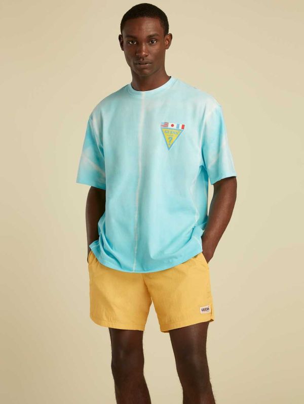 Guess Summer Games Tie-Dye T-shirt Herr Blå Olika Färger | 695872-ZST