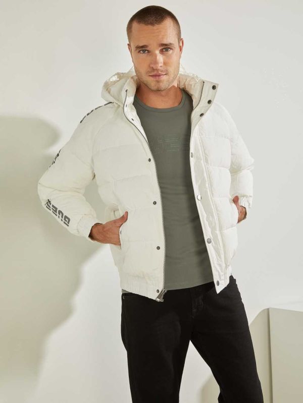 Guess Summit Nylon Ski Puffer Jacka Herr Vita | 836452-NHY