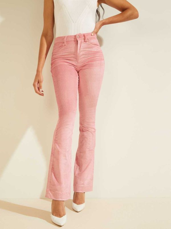 Guess Super-High Rise Corduroy Byxor Dam Rosa | 065729-YJB