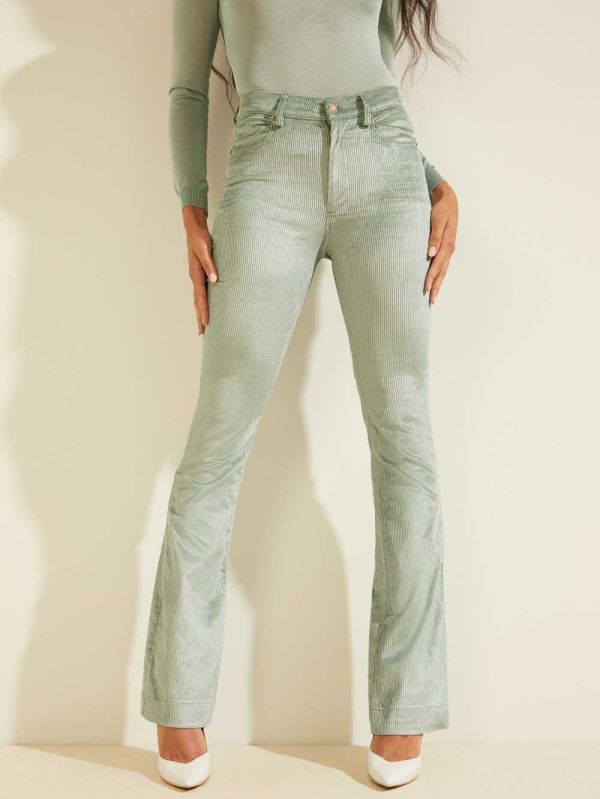 Guess Super-High Rise Corduroy Byxor Dam Turkos | 361894-BCY