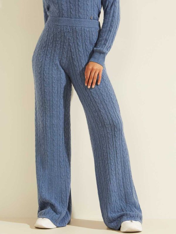 Guess Tamara Breda-Leg Cable Byxor Dam Blå | 813702-AWI