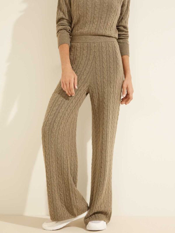 Guess Tamara Breda-Leg Cable Byxor Dam Gröna | 142905-JNR
