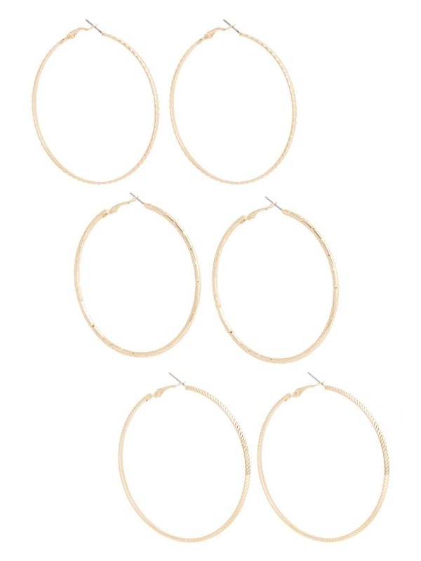 Guess Textured Gold-Tone Hoop Set Örhängen Dam Guld | 421697-RSW