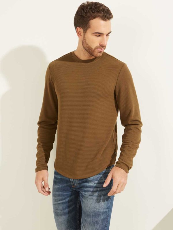 Guess Textured Jersey Crewneck Sweatshirt Herr Gröna | 064231-LID