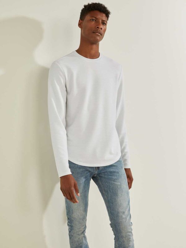 Guess Textured Jersey Crewneck Sweatshirt Herr Vita Olika Färger | 358972-GQW